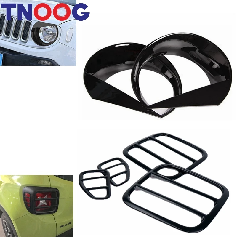 TNOOG Black Tail Lamp Guards Metal Rear Light Covers Trim Headlight Guards Cover for Jeep