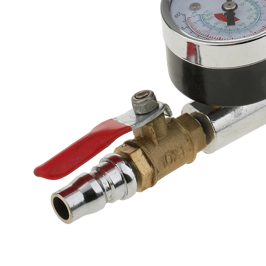 0-220 PSI Air Tyre Pressure Inflator Gauge Valved Compressor for Car Van Bike Tire Durable Rubber handle
