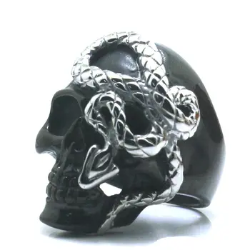 

Size 7 to Size 16 Mens Boys 316L Stainless Steel Cool Punk Gothic Skull Snake Newest Ring Free Shipping