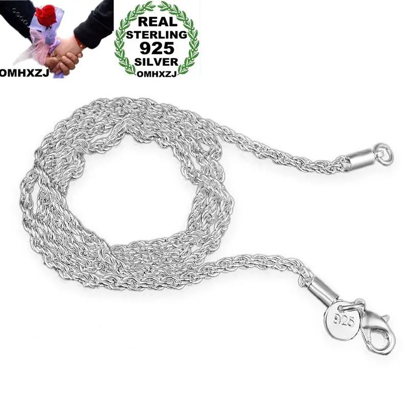 

OMHXZJ Wholesale Personality Fashion OL Woman Girl Party Gift Silver 3MM Rope Chain 925 Sterling Silver Chain Necklace NC189