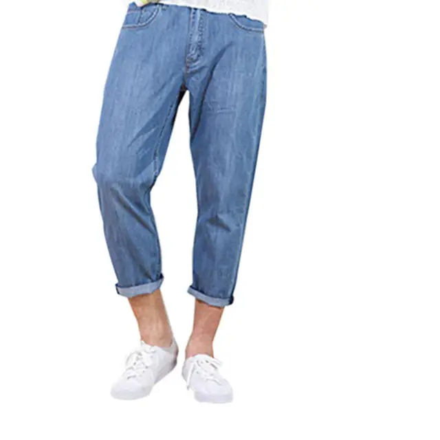 Fashion Men Summer Casual Loose Ankle Length Jeans Stretch Straight