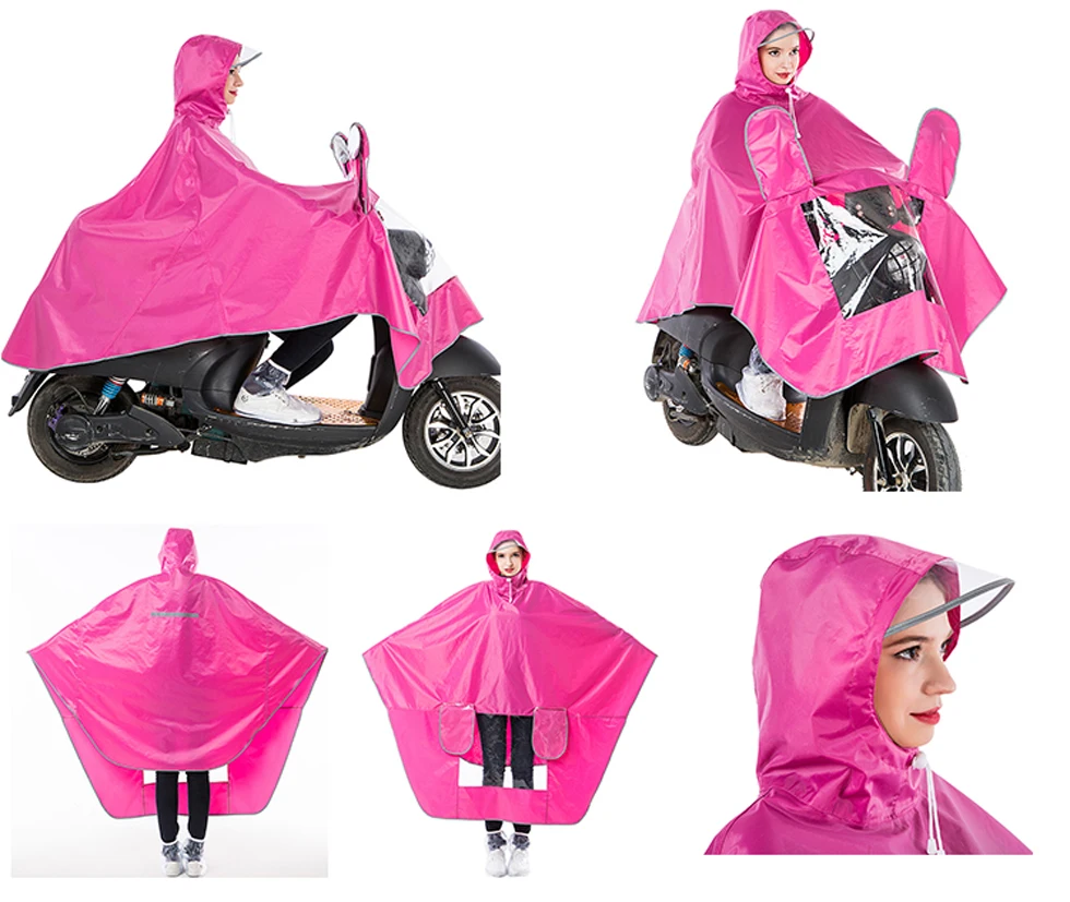 

2018 New design Thicken Big hat Motor Cycle Rain Coat Electrombile Women's Raincoat Waterproof Rain Poncho Men Windbreaker Polye