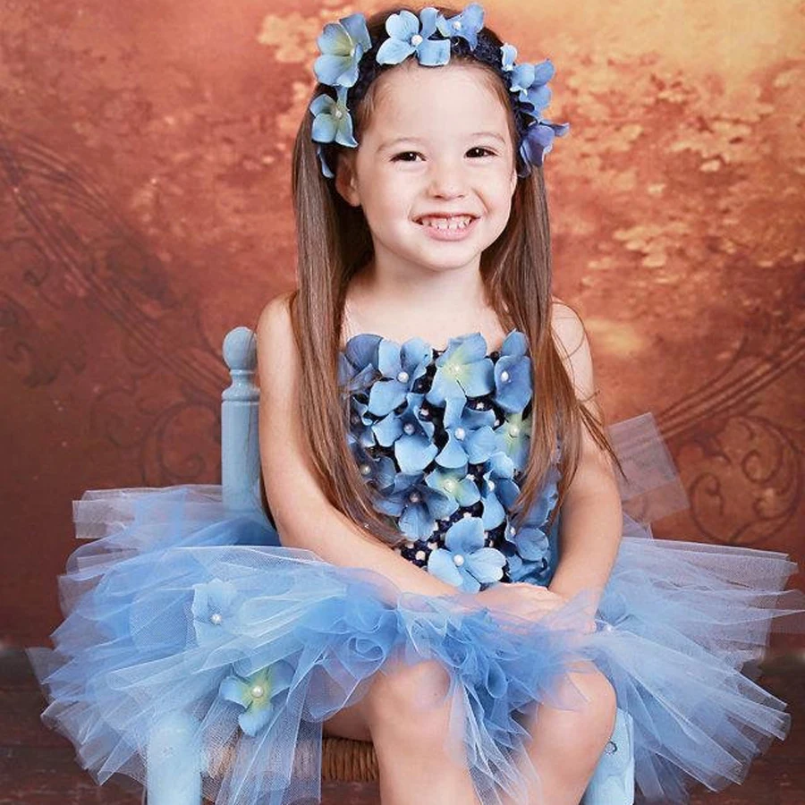 Elegant Floral Girls Tutu Dress with Pearl Centers for Wedding Birthday Party or Photo Shoot Children Flower Tulle (9)