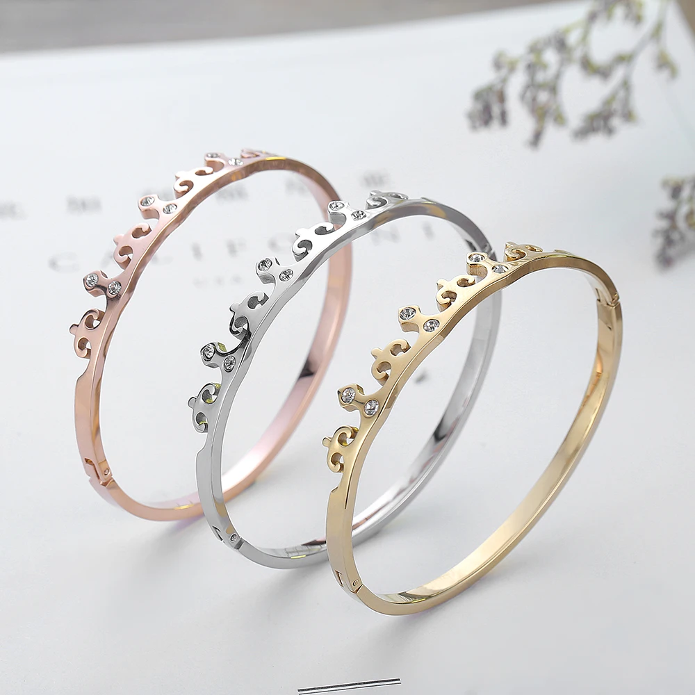 Free Registered Crown Star Charm Bracelets & Bangles Stainless Steel Women's Luxury Fashion
