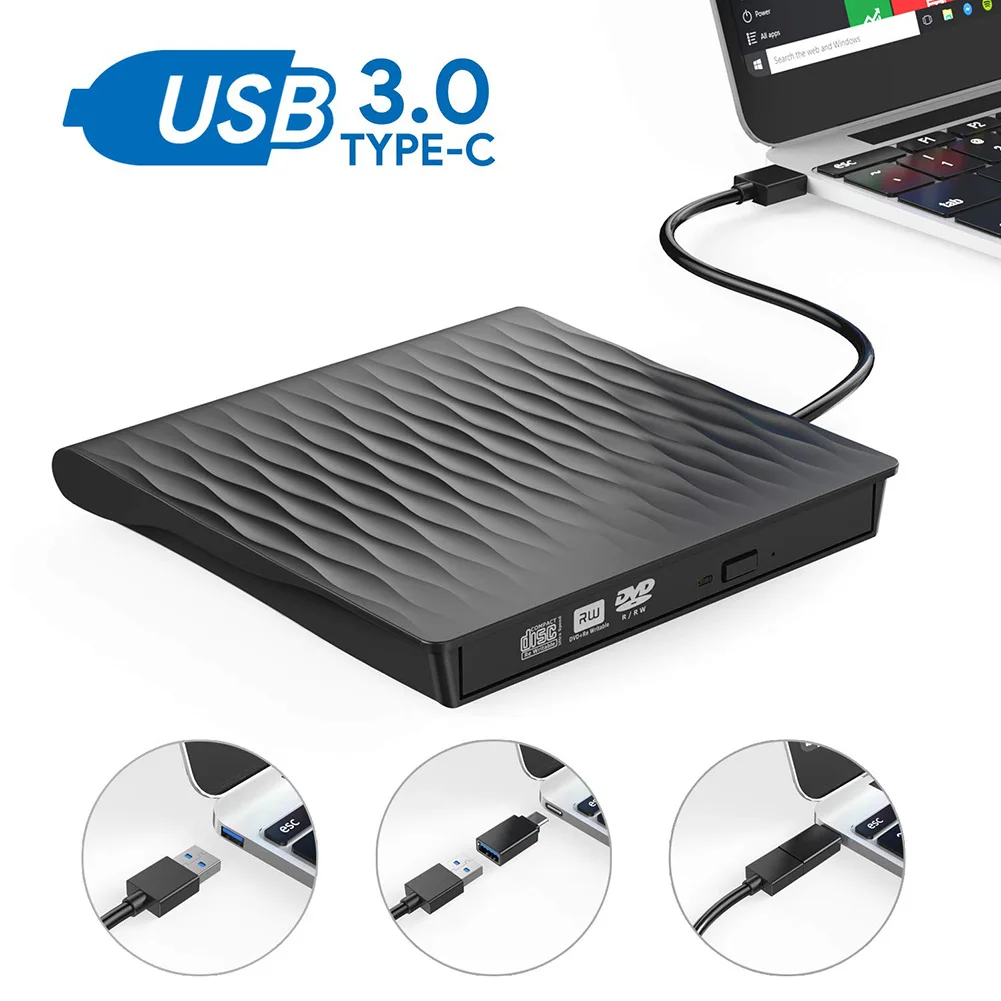 

USB 3.0 External CD DVD Drive Rewriter Writer High Speed Data Transfer for Laptop PC LCC77