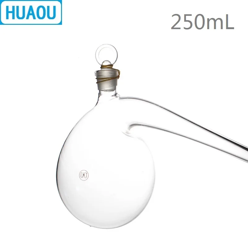 

HUAOU 250mL Retort with Ground - in Glass Stopper Borosilicate 3.3 Glass Distillation Distilling Flask Laboratory Chemistry