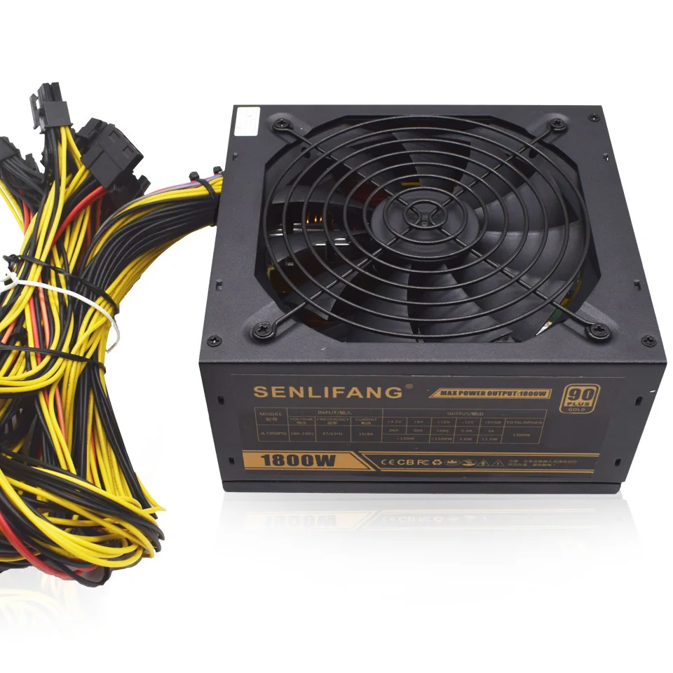 6 GPU Miner Case 1800W Ethereum Miner Power Supply For Bitcoin Miners support 6 graphics Card New 6 SATA Interface Mining Power