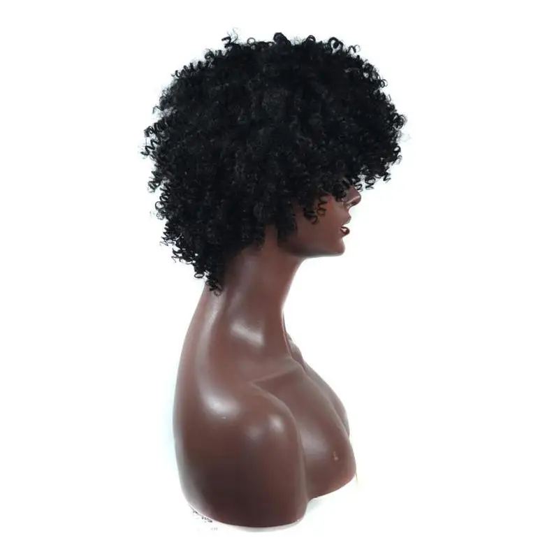 Black Fluffy Roll Explosion Head Women Black Curls Hair Full Hairnets Hair Wig Lace Deep Wave Tool