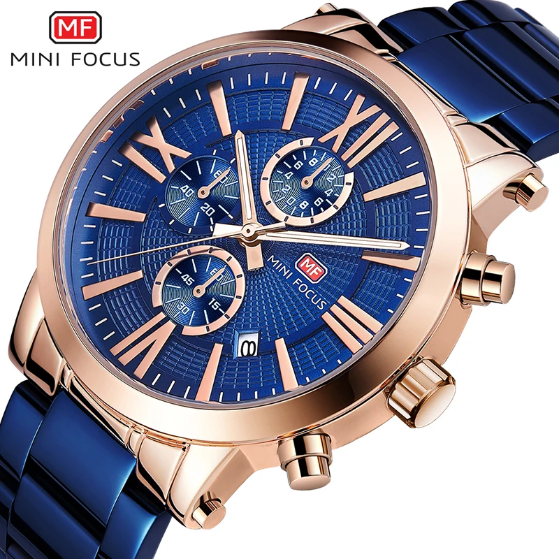 

MINIFOCUS Luxury Brand Fashion Mens Quartz Wristwatch Men Stainless Steel Waterproof Sport Watch Male Leisure Clock Montre Homme
