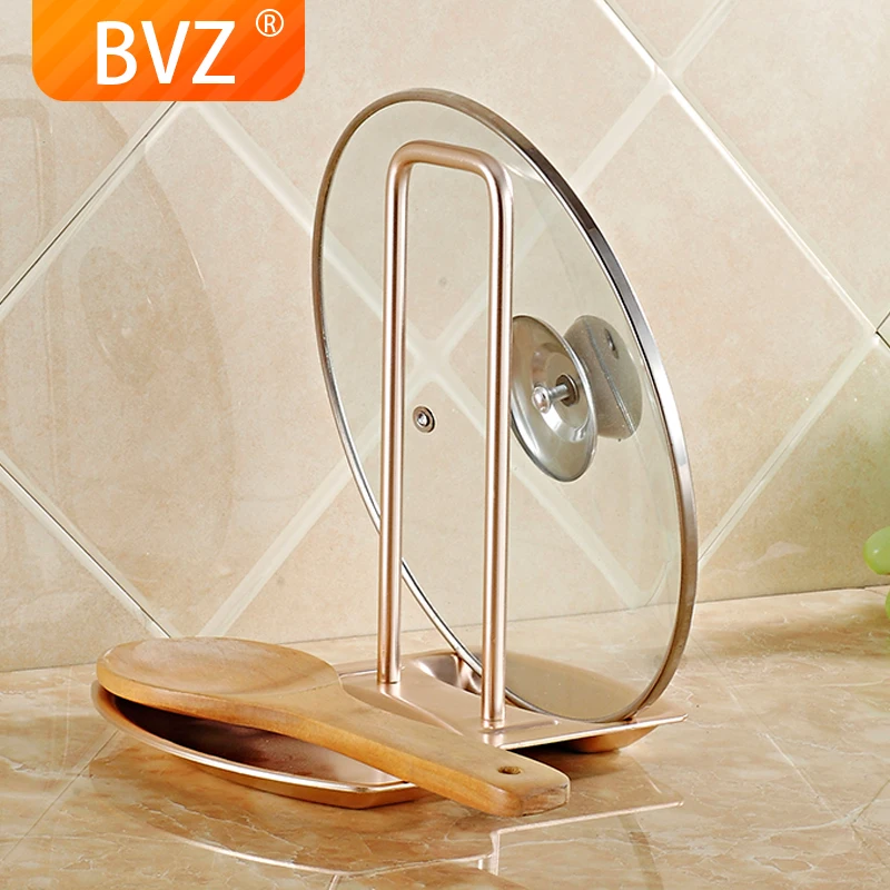 

BVZ Aluminum kitchen organizer kitchen accessories steel pot shelf pan cover rack stand sponge holder dish Storage kitchen tool