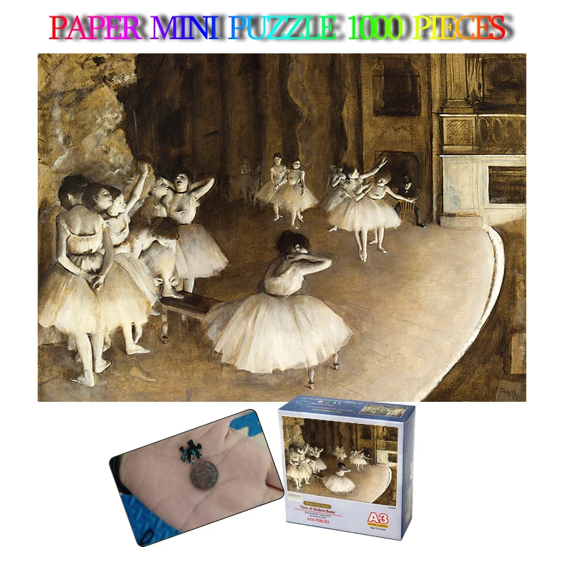 

Ballet Rehearsal on Stage 1000 Pieces Jigsaw Puzzle Adults Brain Trainer Mini Paper Puzzle Toys Old Master Painting Puizzles