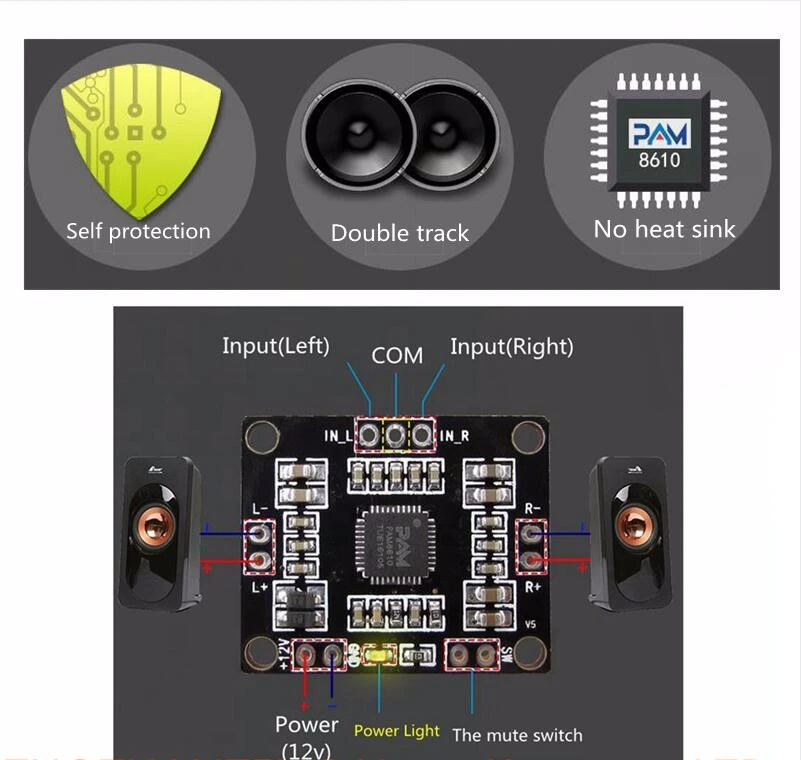 1 шт. GREAT IT PAM8610 2x15 Вт Плата усилителя цифровой двухканальный стерео усилитель мощности доска миниатюрная