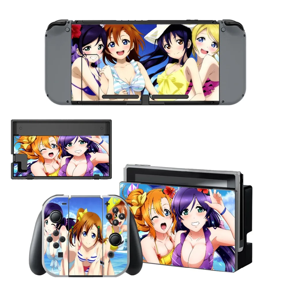 

Anime Cute Girl Decal Vinyl Skin Protector Sticker for Nintendo Switch NS Console +Controller + Stand Holder Protective Skin