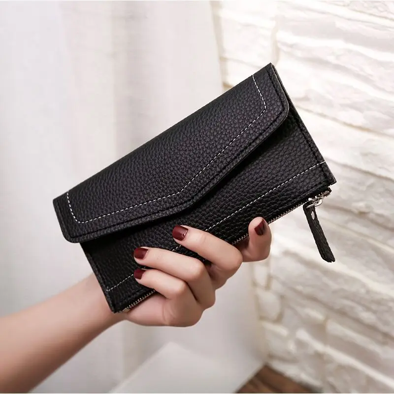 

2019 Ultra-thin envelope wallet Long Wallet Women Purses Reverse zipper Coin Purse Card Holder Wallets Female Clutch Money Bag