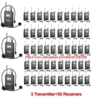 

New Takstar WTG-500/ WTG 500 UHF Wireless audio system for Church gatherings Tourist guide Teaching (3Transmitter+50 Receivers)