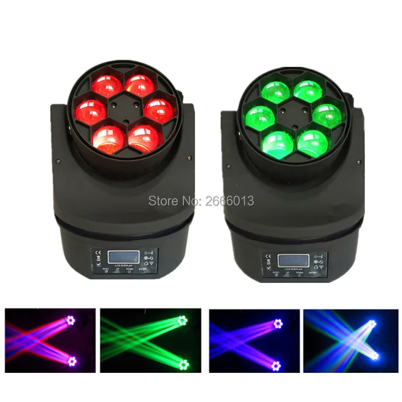 

2pcs/lot 6x15W LED Bee Eye Beam Light /RGBW 4IN1 DMX512 Moving Head Stage Lighting For Bar Disco/LED Beam Bee Eye Stage Lights