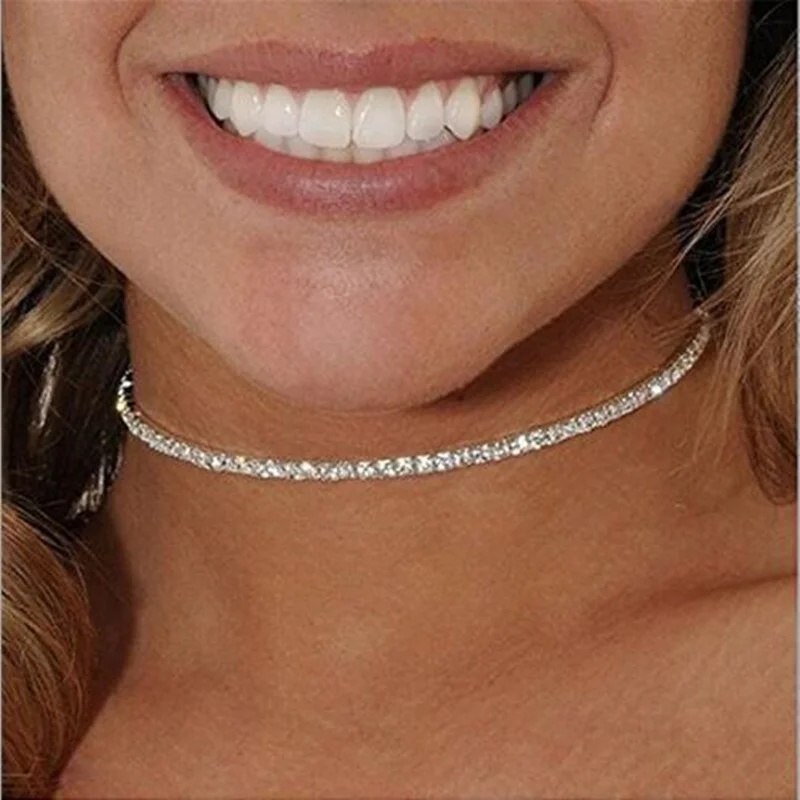 Ожерелье-чокер со стразами ожерелье женские свадебные аксессуары серебряная цепочка панк ювелирные изделия с чокерами marry Collier