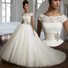 2017 New Ball Gown Wedding Dresses 2017 Elegant Lace Tulle Organza Crystal Plus Size Bridal Gowns Custom Made Vestido de Noiva