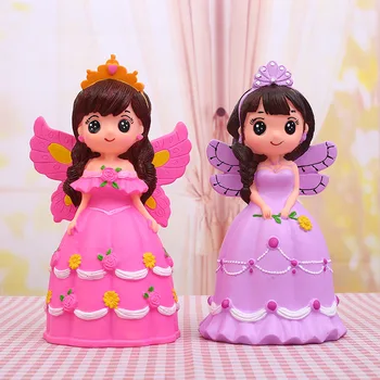 

New girl heart little princess girl piggy bank Silicone resistant fall big capacity girl doll piggy bank Y002