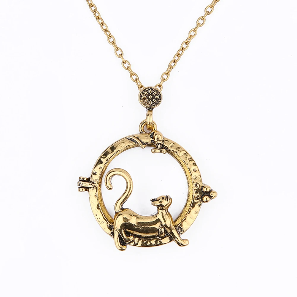 Cat Pendant Necklace  Magnifying Glass Necklace  Vintage Statement Necklace Women Jewelry Gifts