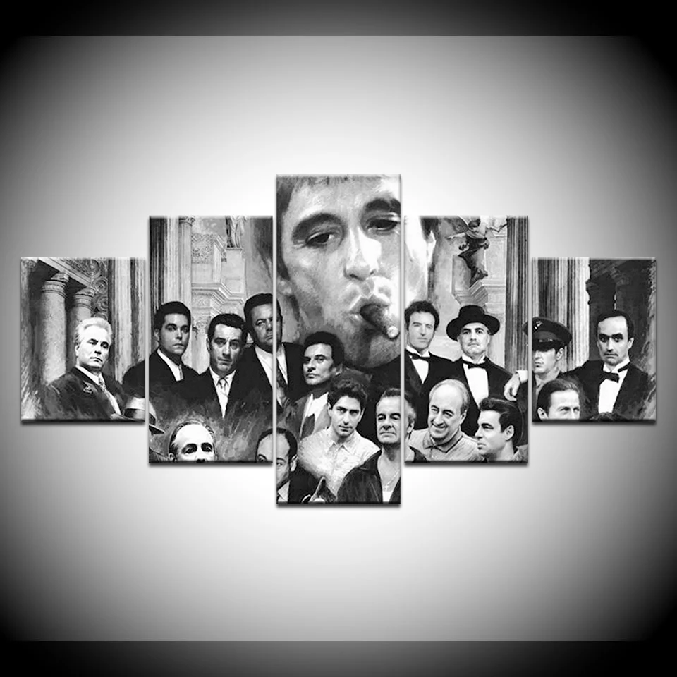 Canvas-Painting-Godfather-Goodfellas-Scarface-Sopranos-5-Pieces-Mural-Art-Painting-Module-Wallpaper-Poster-Print-Home (4)