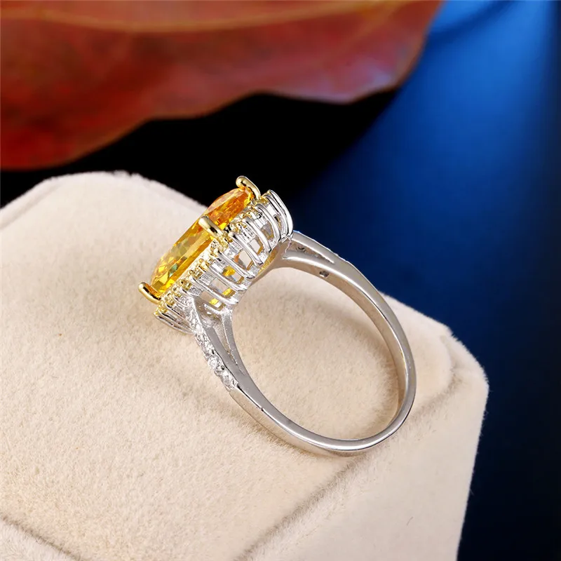 CC Rings For Women Trendy Luxury Jewelry Yellow Cubic Zirconia Big Stone Romantic Bridal Wedding Bijoux Engagement Ring CC3000