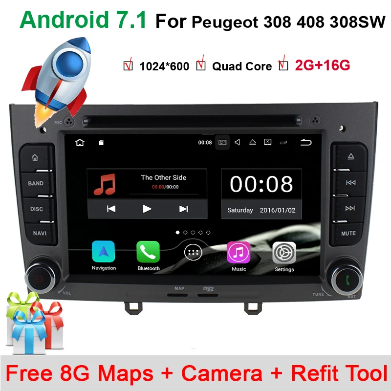 

7" Quad Core Android 7.1 Special Car DVD for Peugeot 308 I (T7) 2008-2011 & 408 2010-2011 with Radio,Bluetooth,RDS,GPS,canbus