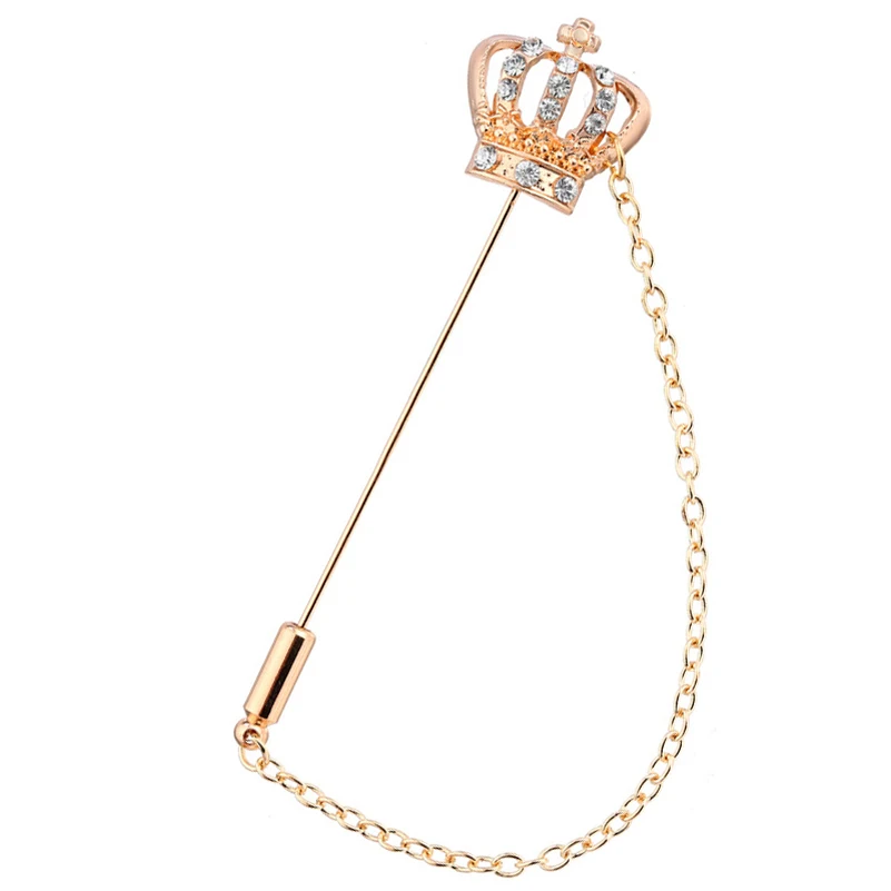 Lot 6Pcs Rhinestone Crown Brooch Pins Collar Suit Stick Breastpin Lapel