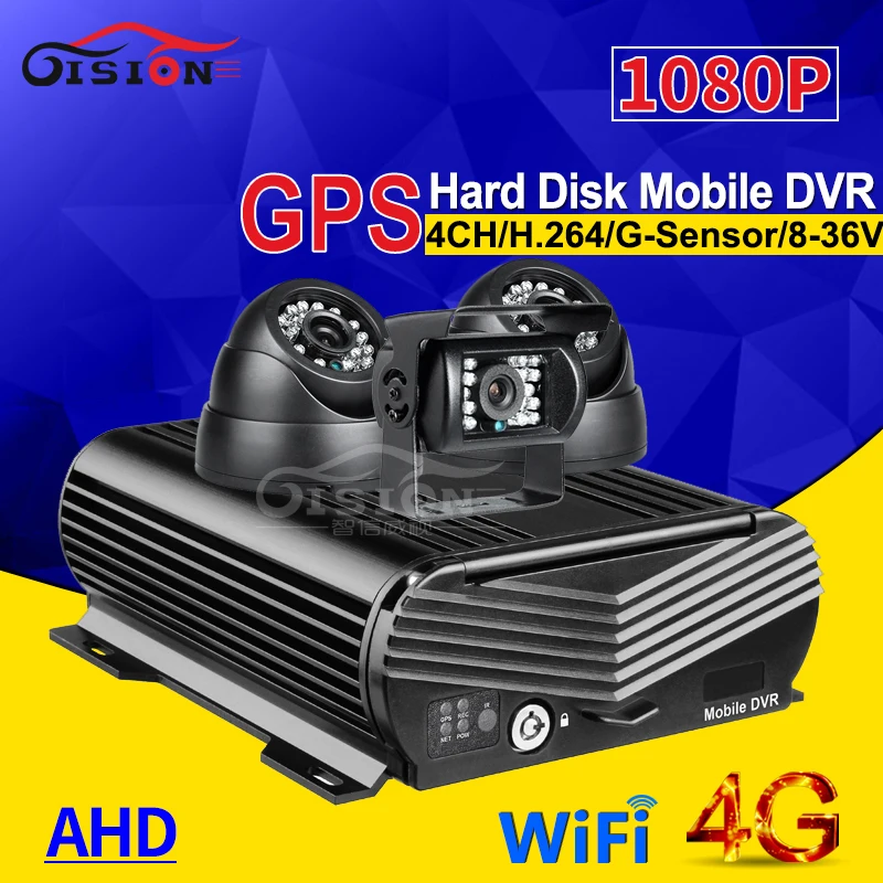 3 piezas AHD autobus Taxi HD CCTV cámara de coche + 4G GPS Wifi 4CH Disco Duro HDD coche móvil dvr