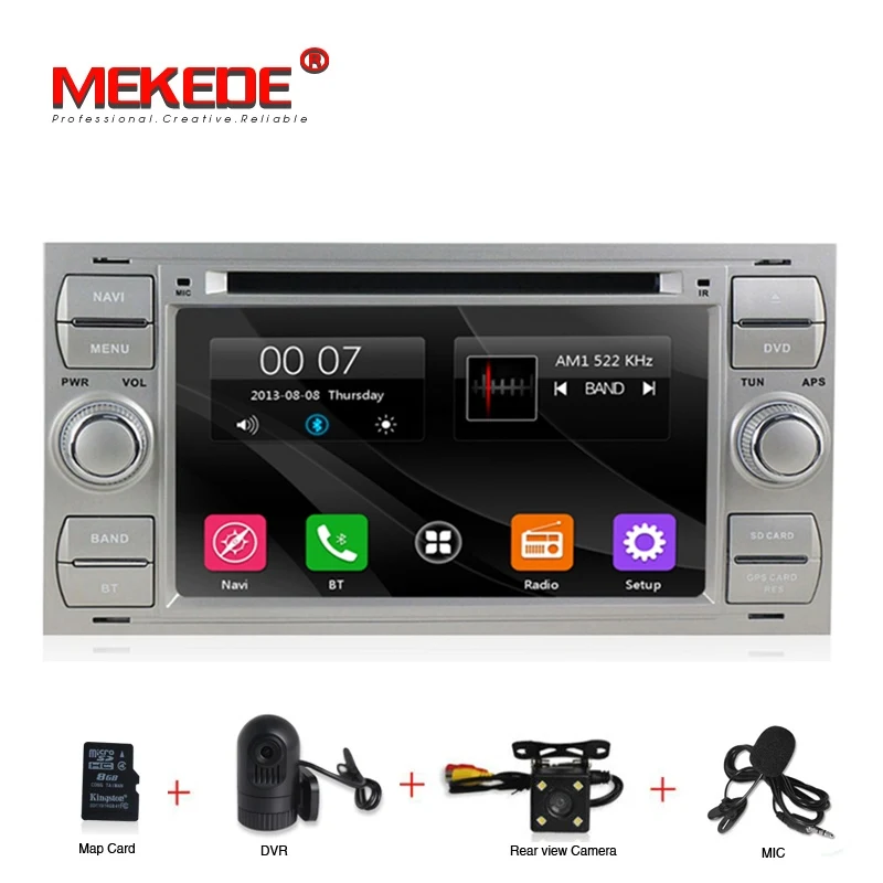

7" 2DIN Capacitive Touch Screen Car DVD Player for Ford Focus Kuga Transit Galaxy Connect GPS Radio BT RDS USB SD Free MAP MIC