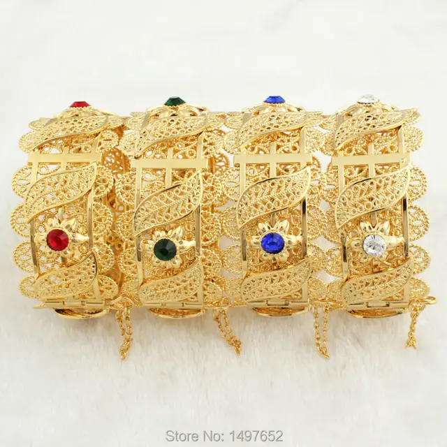 Newest Big Wide Dubai Gold Bangles For Women Men18K Gold Color Crystal