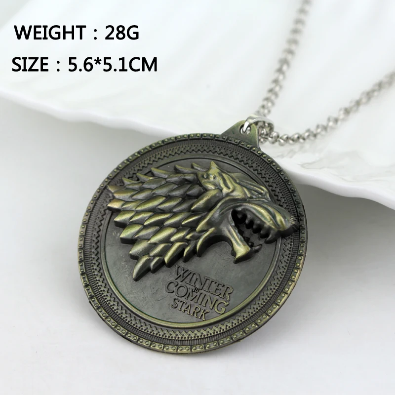 Hot Movie Necklaces Game of Thrones Necklace House Stark Winter Coming Vintage Wolf Necklaces Pendants Women Men Jewelry