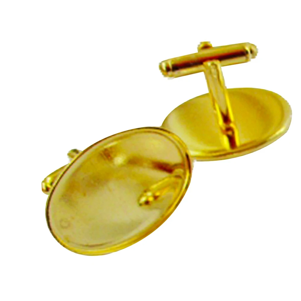 Wholesale Gold Plated Bezel Cufflinks Blanks Oval Cuff Links Match