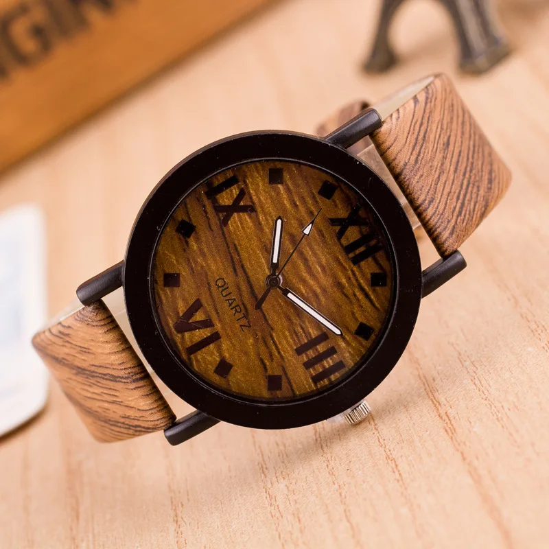 

2017 Top Fashion Creative Wood Grain Quartz Watches Clock Women Men Luxury Brand JW Leather Casual Analog Dress Wristwatches