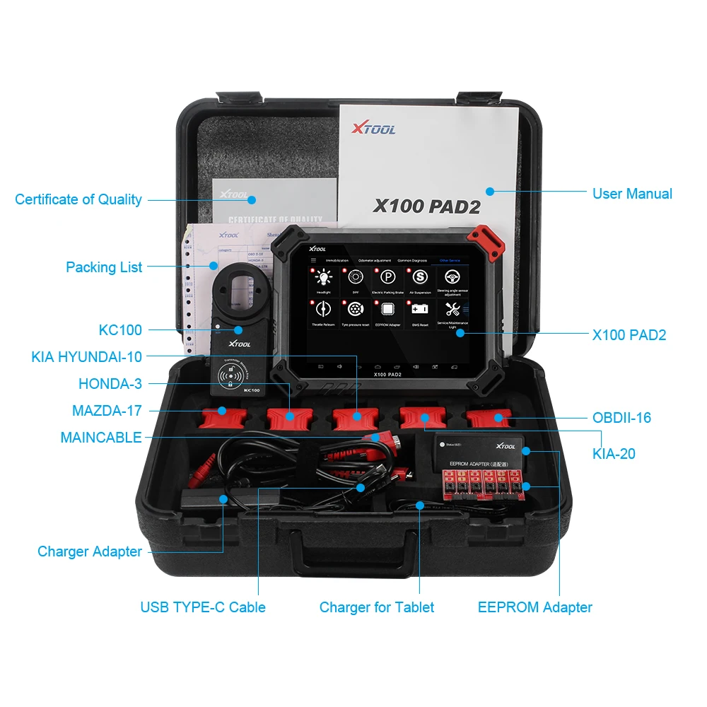 XTOOL X100 PAD2 PRO автоматический ключ программист Настройка счетчика пробега OBD2 автомобильный диагностический инструмент профессиональный иммобилайзер для Audi 4th 5th