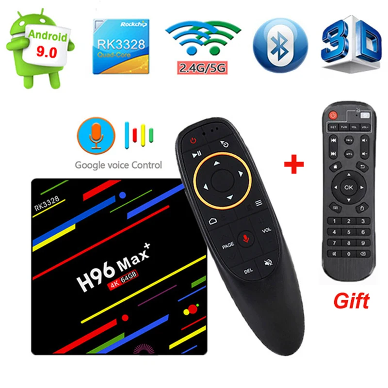 H96 MAX Plus RK 3328 Android 9 0 Смарт ТВ коробка 4 Гб Оперативная память 32/64 GB Встроенная 2 4G/5G
