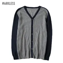 Markless, мужской свитер с v-образным вырезом,, осень, хлопок, мужской свитер, приталенный, вязанный, свитера, кардиганы, pull homme sueter hombre