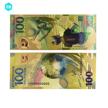 

50pcs wholesale New products Color Russia Banknote Crimea Banknotes 100 Rubles Banknote in 24k Gold Paper Money For Collection