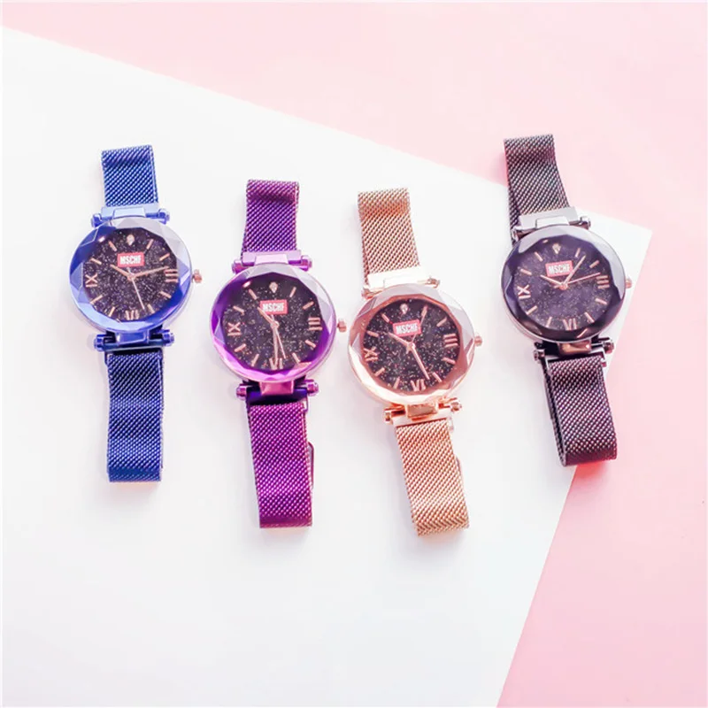 

zegarek damski Luxury Women Watches Starry Sky Magnet Buckle Female Wristwatches Rose Gold Waterproof Ladies Clock reloj mujer