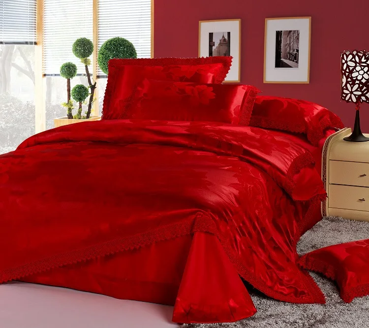 غرف نوم حمراء رومناسيه للازواج Bedding-set-satin-cotton-Jacquard-Bed-Sheet-red-king-size-duvet-covers-red-king-size-bedding