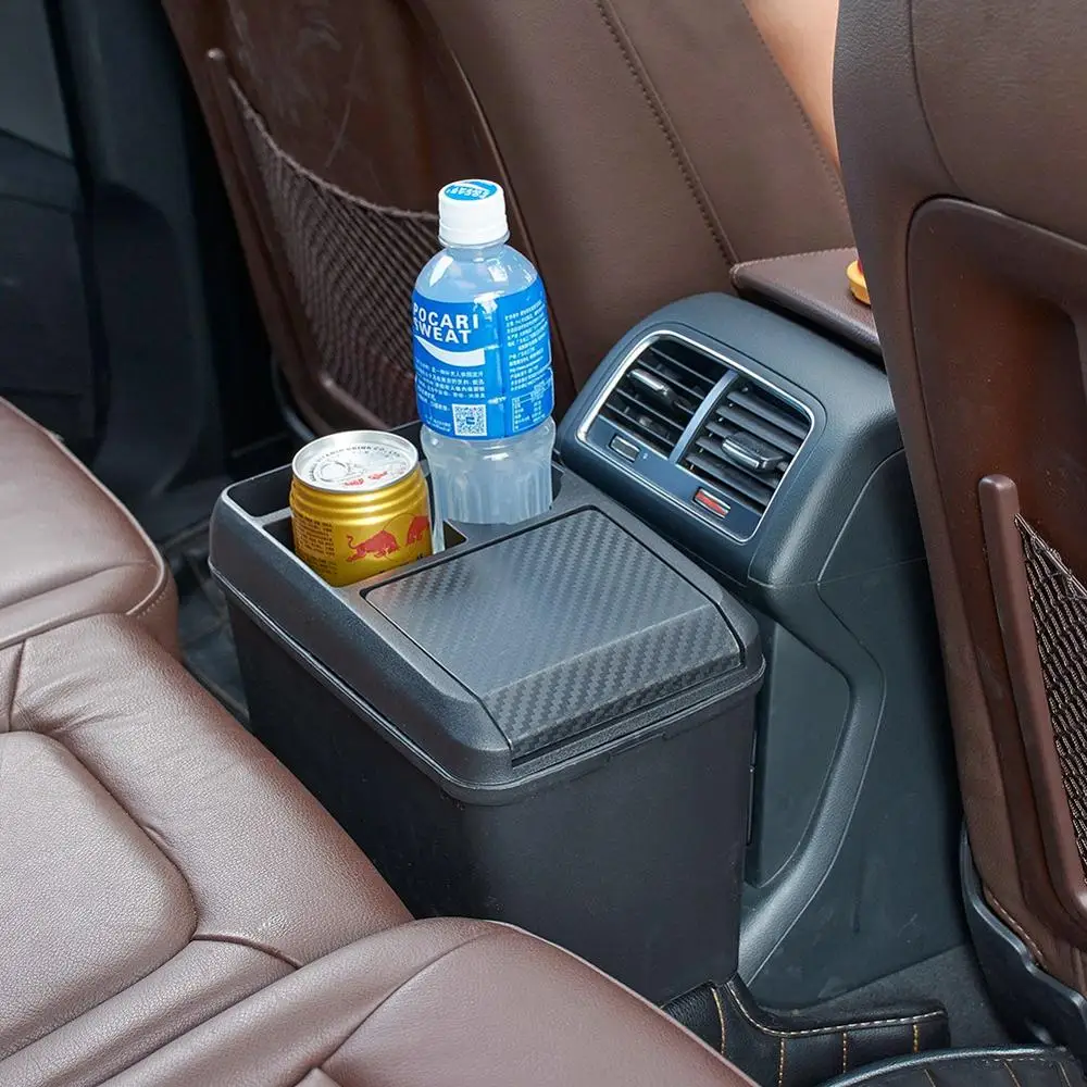 Car Trash Can Car Trash Bin Multi-Function Auto Trash Can Interior Storage Box Cup Drink Holder