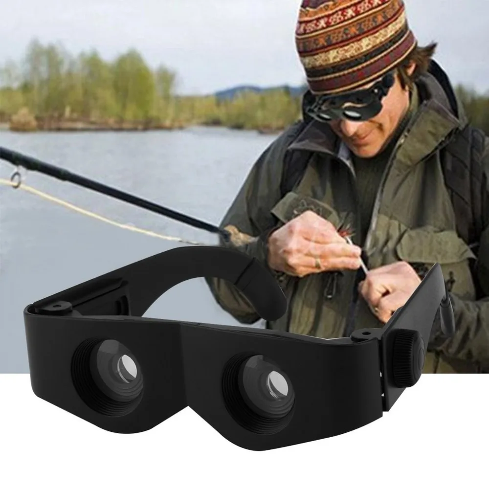 

Wearing Magnifying Glass Portable Glass Telescope Magnifier For Fishing Hiking Sewing Binoculars Transparent Lens Black Frame