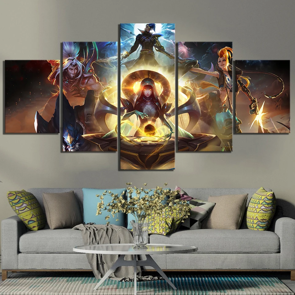 

5 Piece Game Poster League of Legends Odyssey LOL Heros Skin Pictures Canvas Paintings Wall Art for Home Decor Wall Art