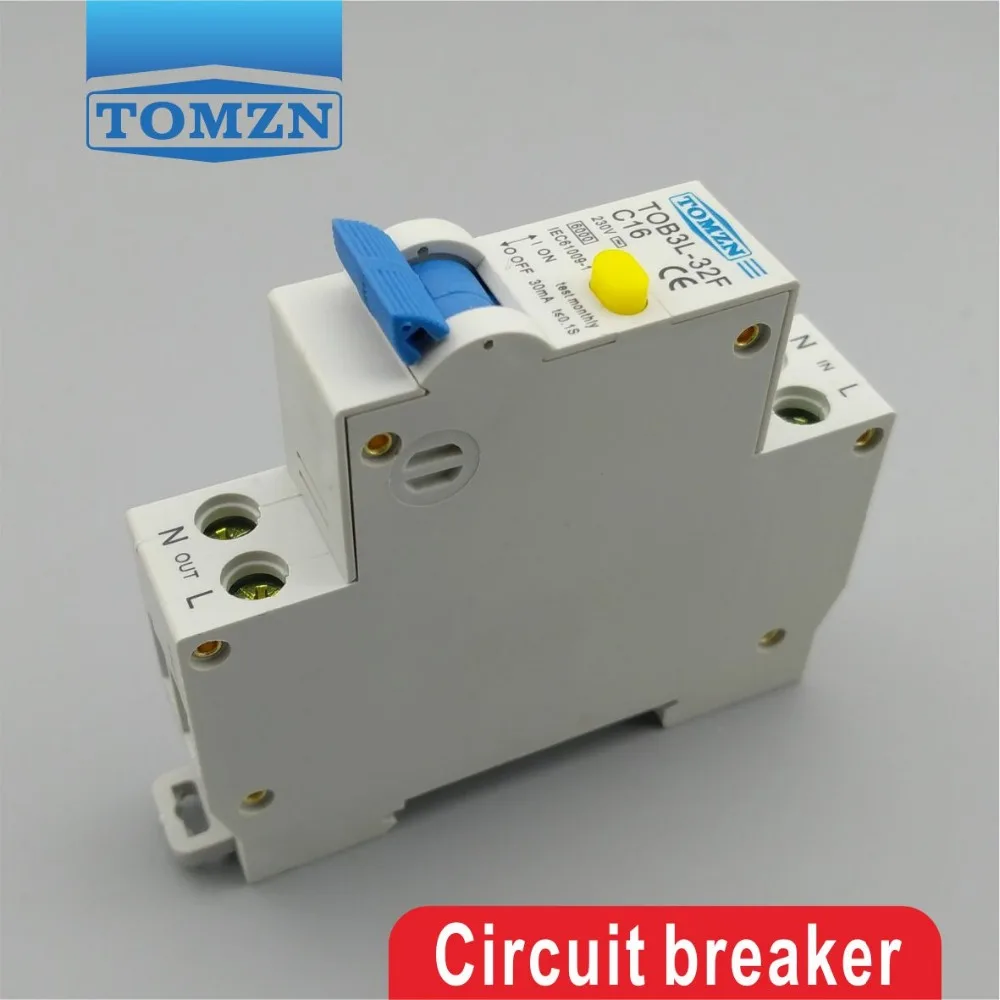 TOB3L 32F 18 мм RCBO 16A 1P + N 6KA выключатель остаточного тока с защитой от перегрузки по