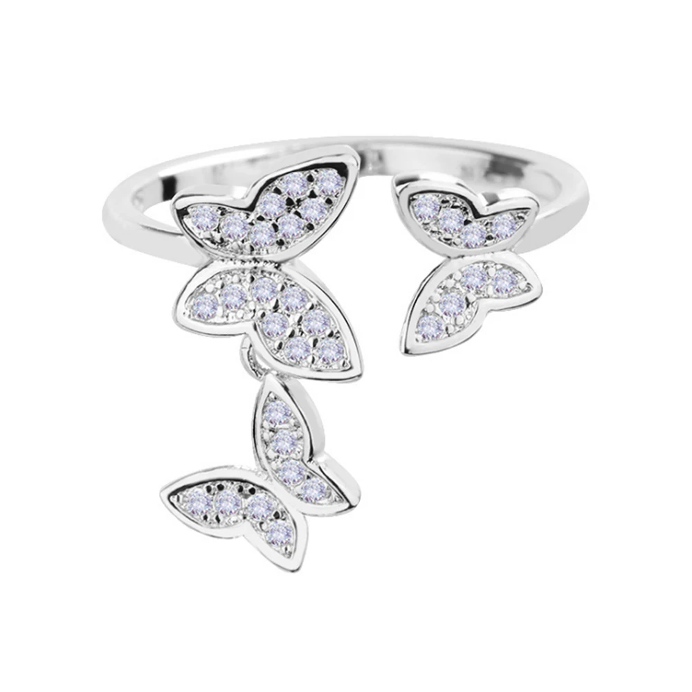 

HEYLUOKE animal butterfly cubic zirconia dainty adjustable ring 925 sliver womens jewelry engagement boho stackable rings GMR228