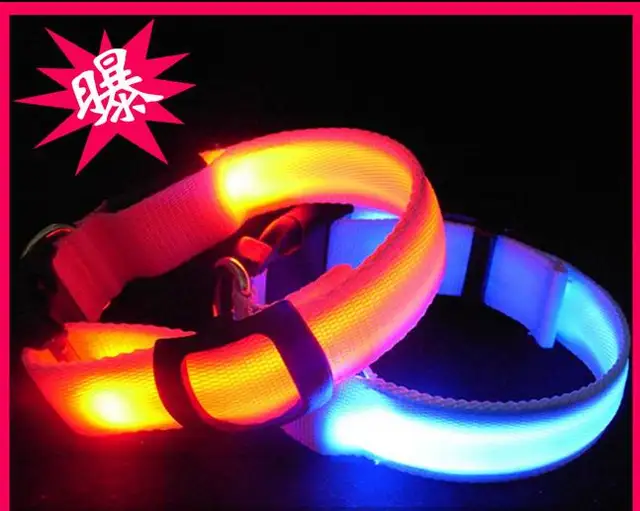LED Nylon Hond Kat Kraag Nacht Veiligheid LED Light up Flashing Glow ... LED Nylon Hond Kat Kraag Nacht Veiligheid LED Light up Flashing Glow ...