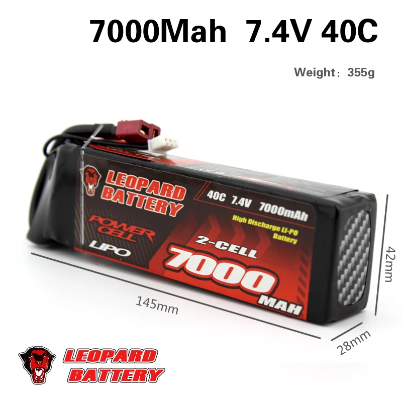 

2PCS LEOPARD Lipo 2S 7000mAh Lipo 7.4V Battery Pack 40C Battery for 1/10 Car 1/8 RC Car for Traxxas TR-4 E-REVO SLASH FLUX NERO