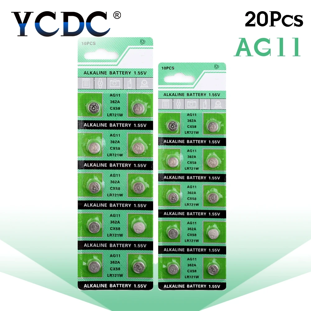 

20pcs/pack LR721 362 AG11 Button Battery SR721 162 Cell Coin Alkaline Batteries 1.55V For Watch Toys Remote