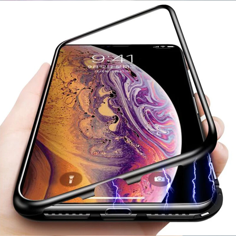 

KSTUCNE Magnetic Adsorption phone Case For iPhone X 8 7 6 S Plus Luxury Glass Cover Metal Coque For iPhone 8 7 6 6S Carcasa