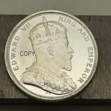 1907 Malásia SarawakEdward VII Rei Imperador Um Yuan Latão Banhado A Prata Estreito Assentamentos Copiar Coin